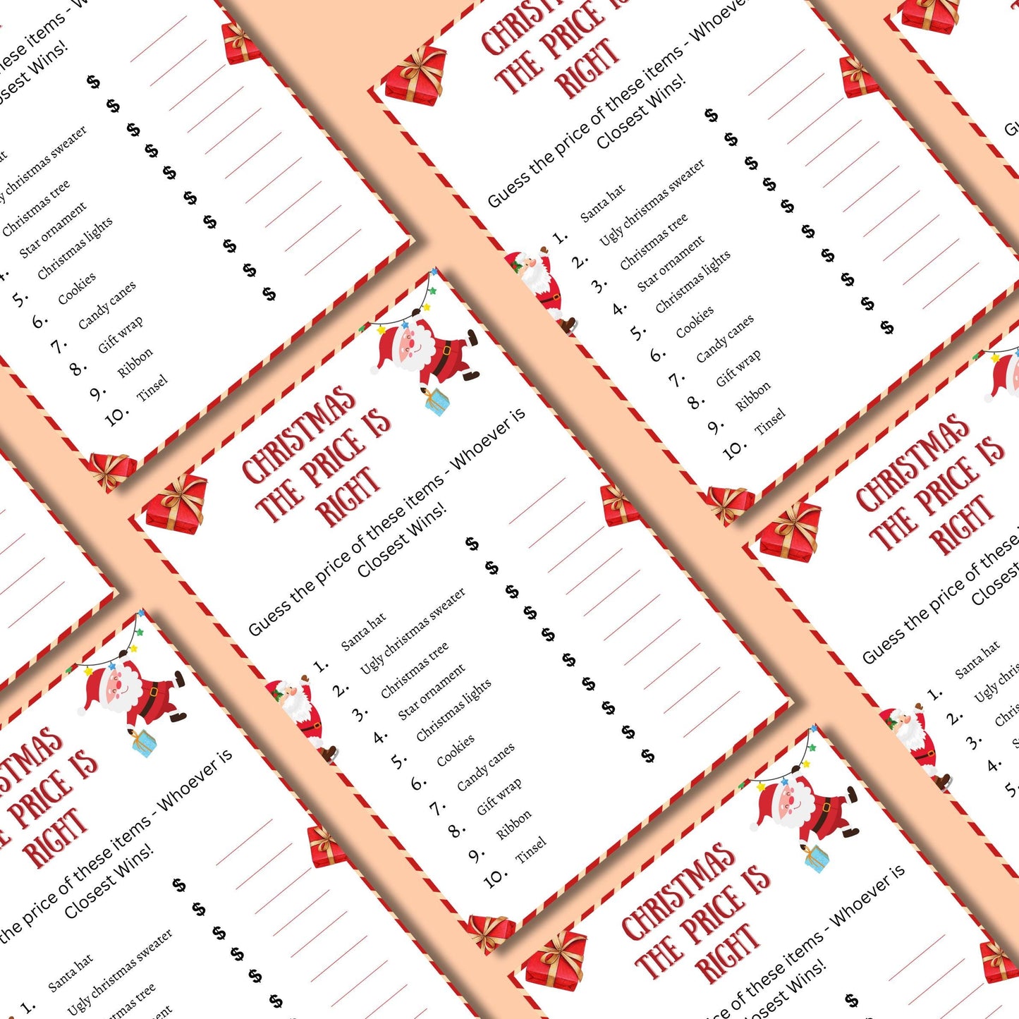 Christmas The Price Is Right Game, Christmas Printable Holiday Party Game For Kids & Adults, Christmas Guessing The Price Game, Family Game