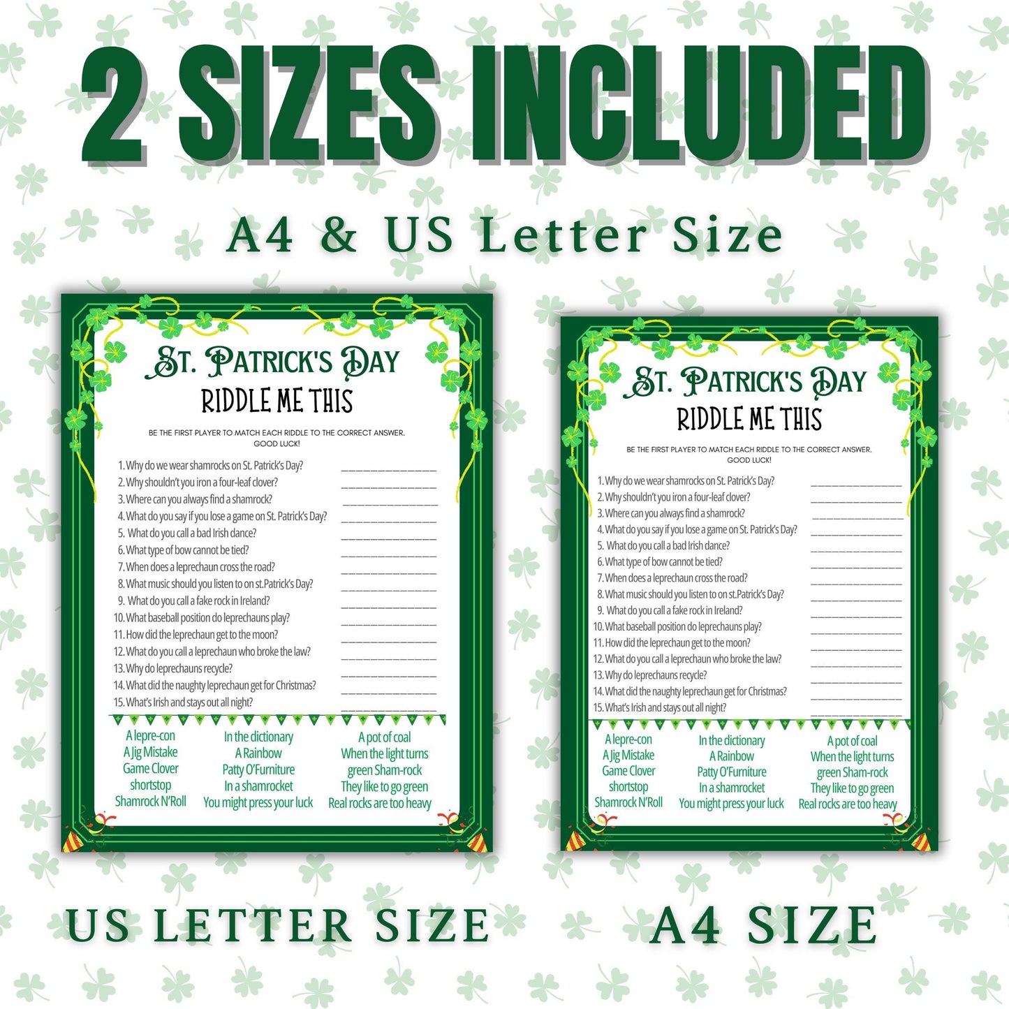St Patrick's Day Games | St Patricks Games | St Patty's Day Game | St Patricks Party Games | Printable St Patricks Games Kids Teens Adults
