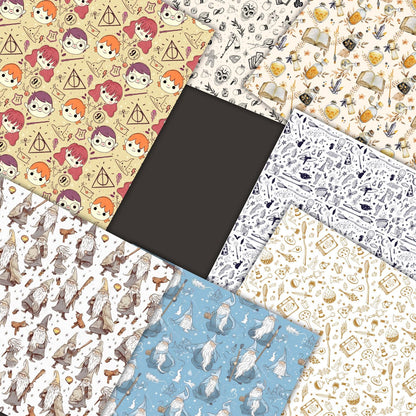 Wizard School Digital Paper Bundle – 100+ Seamless 12x12 Magic Patterns, Owls/Wands/Spells Backgrounds for Scrapbooking, Invites & Crafts