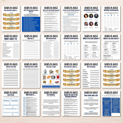 60th Birthday Games Bundle, Born in 1965 Party Games, Fun Printable Games for Adults & Family, 60th Celebration Activities, Instant Download